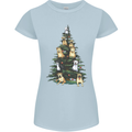 Funny Dog Christmas Tree Womens Petite Cut T-Shirt Light Blue