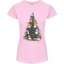 Funny Dog Christmas Tree Womens Petite Cut T-Shirt Light Pink