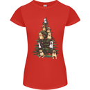 Funny Dog Christmas Tree Womens Petite Cut T-Shirt Red