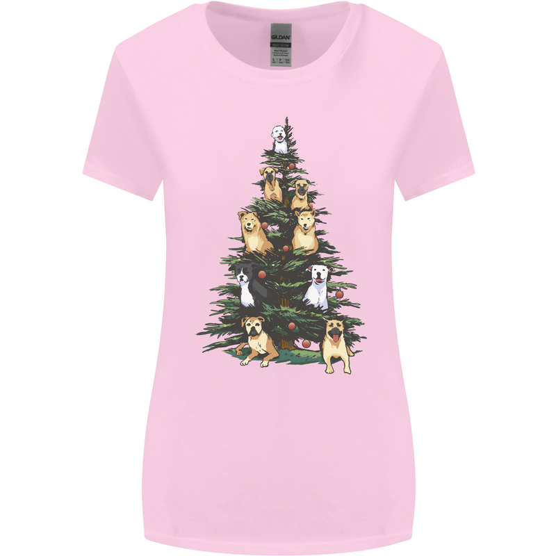 Funny Dog Christmas Tree Womens Wider Cut T-Shirt Light Pink