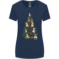 Funny Dog Christmas Tree Womens Wider Cut T-Shirt Navy Blue