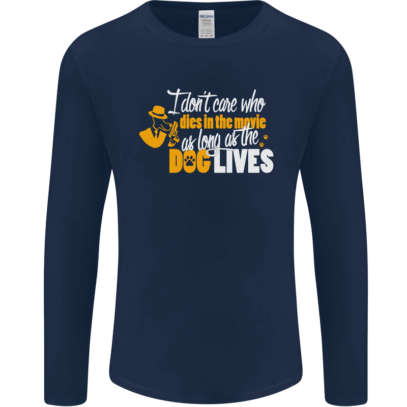 Funny Dog & Movie Lover Mens Long Sleeve T-Shirt Navy Blue