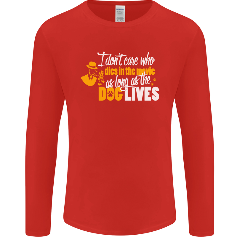 Funny Dog & Movie Lover Mens Long Sleeve T-Shirt Red