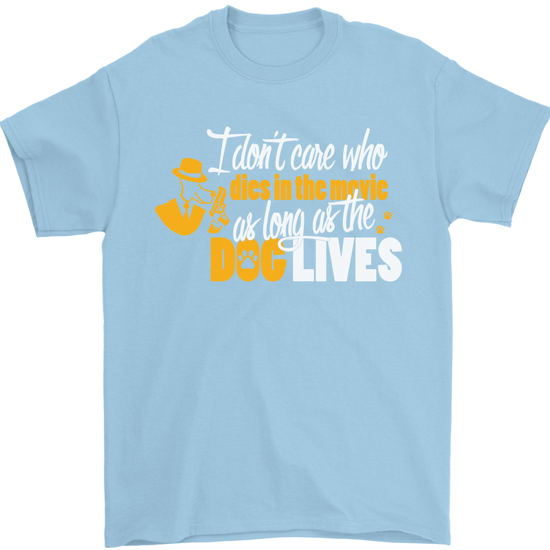 Funny Dog & Movie Lover Mens T-Shirt Cotton Gildan Light Blue