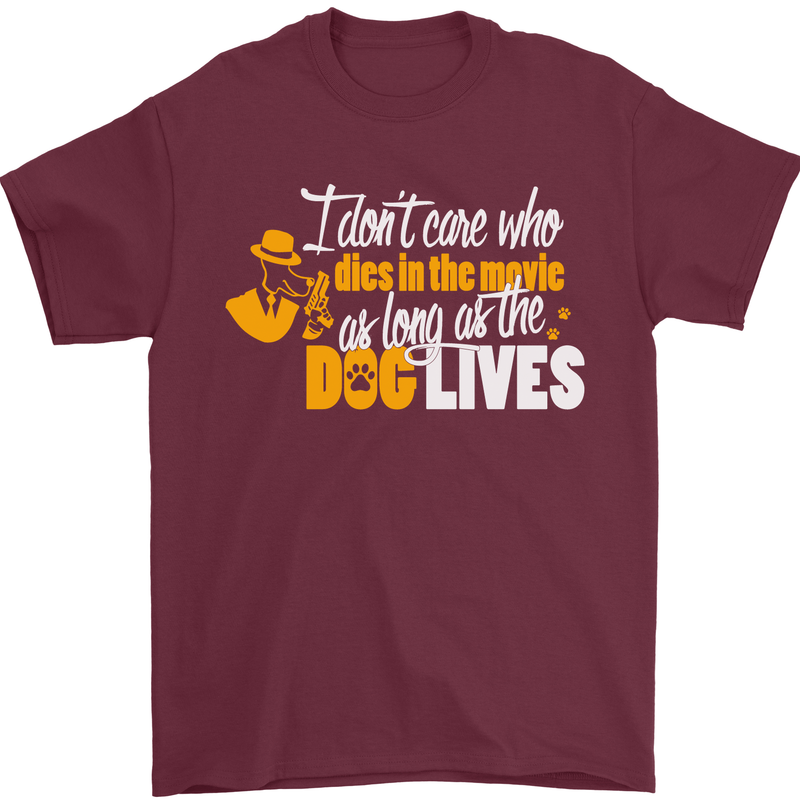 Funny Dog & Movie Lover Mens T-Shirt Cotton Gildan Maroon