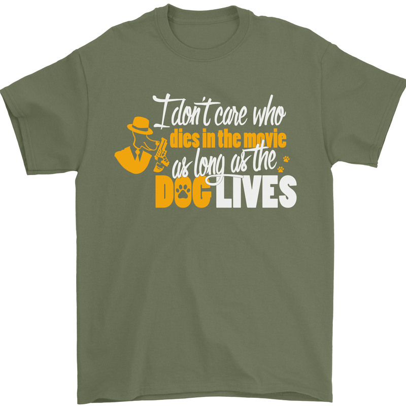 Funny Dog & Movie Lover Mens T-Shirt Cotton Gildan Military Green