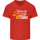 Funny Dog & Movie Lover Mens V-Neck Cotton T-Shirt Red