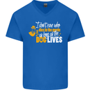Funny Dog & Movie Lover Mens V-Neck Cotton T-Shirt Royal Blue