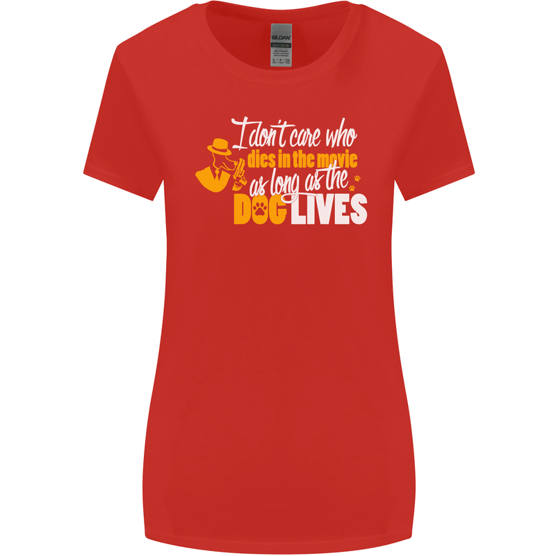 Funny Dog & Movie Lover Womens Wider Cut T-Shirt Red