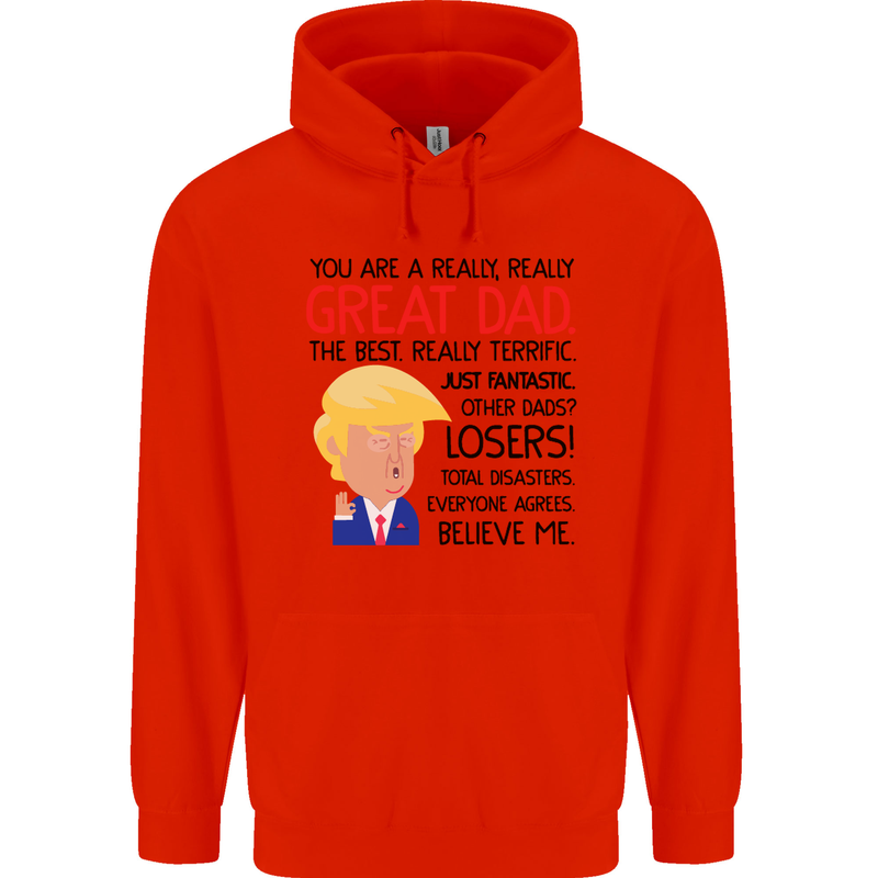 Funny Donald Trump Fathers Day Dad Daddy Mens 80% Cotton Hoodie Bright Red