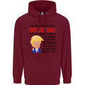 Funny Donald Trump Fathers Day Dad Daddy Mens 80% Cotton Hoodie Maroon