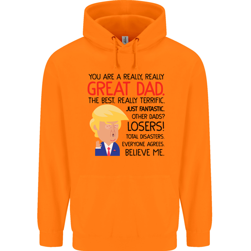 Funny Donald Trump Fathers Day Dad Daddy Mens 80% Cotton Hoodie Orange
