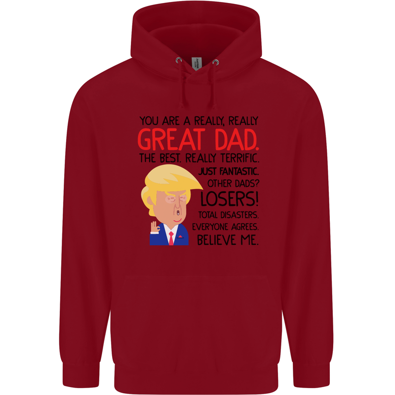 Funny Donald Trump Fathers Day Dad Daddy Mens 80% Cotton Hoodie Red
