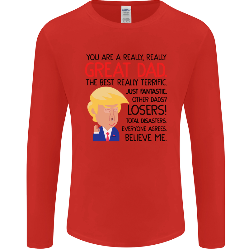 Funny Donald Trump Fathers Day Dad Daddy Mens Long Sleeve T-Shirt Red