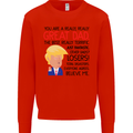 Funny Donald Trump Fathers Day Dad Daddy Mens Sweatshirt Jumper Bright Red