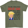 Funny Donald Trump Fathers Day Dad Daddy Mens T-Shirt Cotton Gildan Military Green