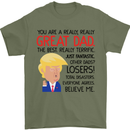 Funny Donald Trump Fathers Day Dad Daddy Mens T-Shirt Cotton Gildan Military Green