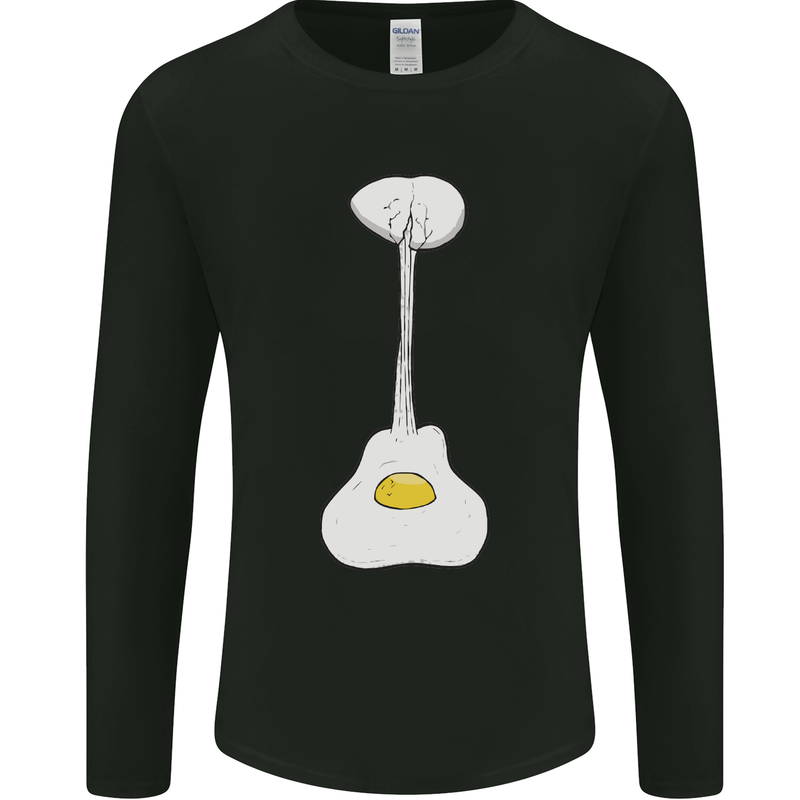 Funny Egg Guitar Acoustic Electric Bass Mens Long Sleeve T-Shirt Black