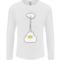 Funny Egg Guitar Acoustic Electric Bass Mens Long Sleeve T-Shirt White