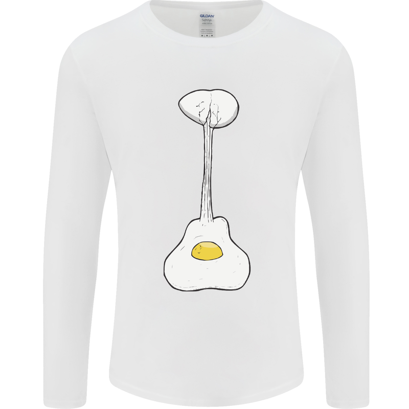 Funny Egg Guitar Acoustic Electric Bass Mens Long Sleeve T-Shirt White