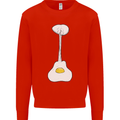 Funny Egg Guitar Acoustic Electric Bass Mens Sweatshirt Jumper Bright Red