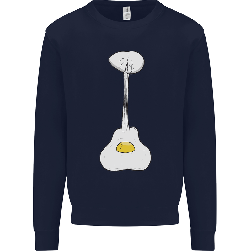 Funny Egg Guitar Acoustic Electric Bass Mens Sweatshirt Jumper Navy Blue