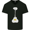 Funny Egg Guitar Acoustic Electric Bass Mens V-Neck Cotton T-Shirt Black