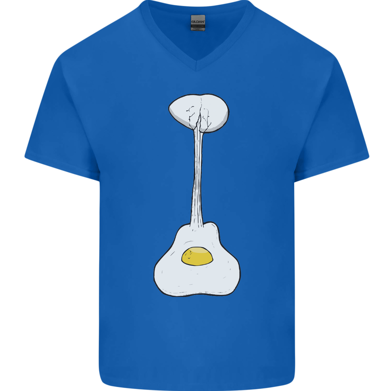 Funny Egg Guitar Acoustic Electric Bass Mens V-Neck Cotton T-Shirt Royal Blue