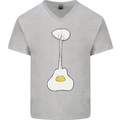 Funny Egg Guitar Acoustic Electric Bass Mens V-Neck Cotton T-Shirt Sports Grey