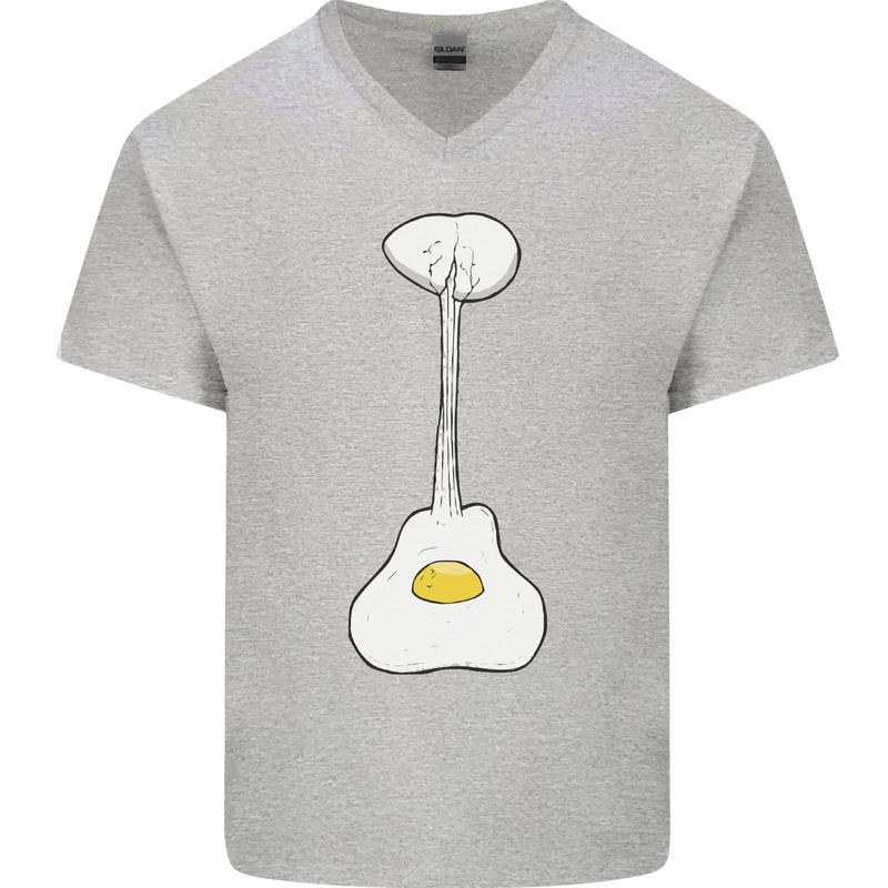 Funny Egg Guitar Acoustic Electric Bass Mens V-Neck Cotton T-Shirt Sports Grey