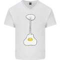 Funny Egg Guitar Acoustic Electric Bass Mens V-Neck Cotton T-Shirt White