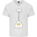 Funny Egg Guitar Acoustic Electric Bass Mens V-Neck Cotton T-Shirt White