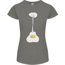 Funny Egg Guitar Acoustic Electric Bass Womens Petite Cut T-Shirt Charcoal