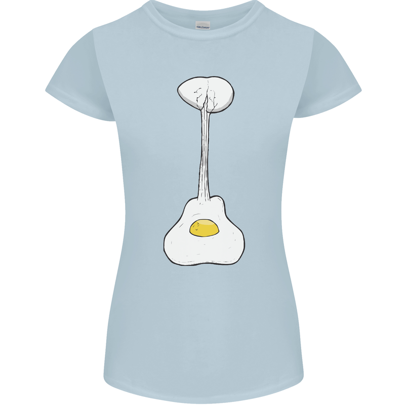 Funny Egg Guitar Acoustic Electric Bass Womens Petite Cut T-Shirt Light Blue