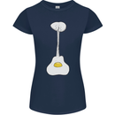Funny Egg Guitar Acoustic Electric Bass Womens Petite Cut T-Shirt Navy Blue