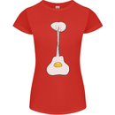 Funny Egg Guitar Acoustic Electric Bass Womens Petite Cut T-Shirt Red