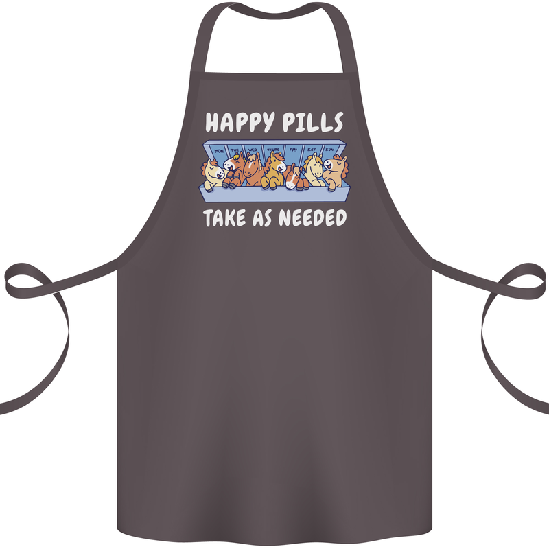 Funny Equestrian Horse Pills Cotton Apron 100% Organic Dark Grey