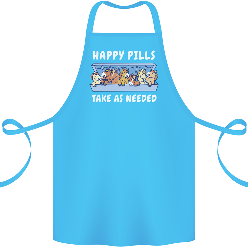 Funny Equestrian Horse Pills Cotton Apron 100% Organic Turquoise