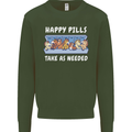 Funny Equestrian Horse Pills Kids Sweatshirt Jumper Forest Green