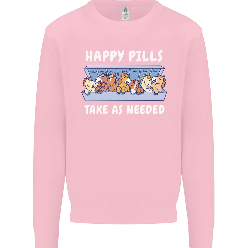 Funny Equestrian Horse Pills Kids Sweatshirt Jumper Light Pink