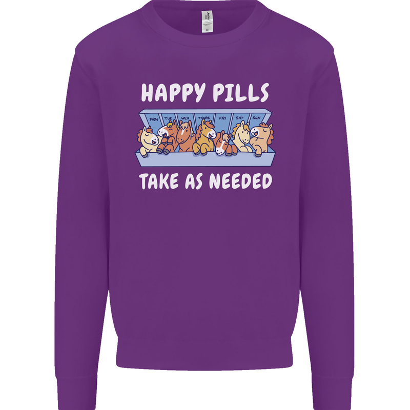Funny Equestrian Horse Pills Kids Sweatshirt Jumper Purple