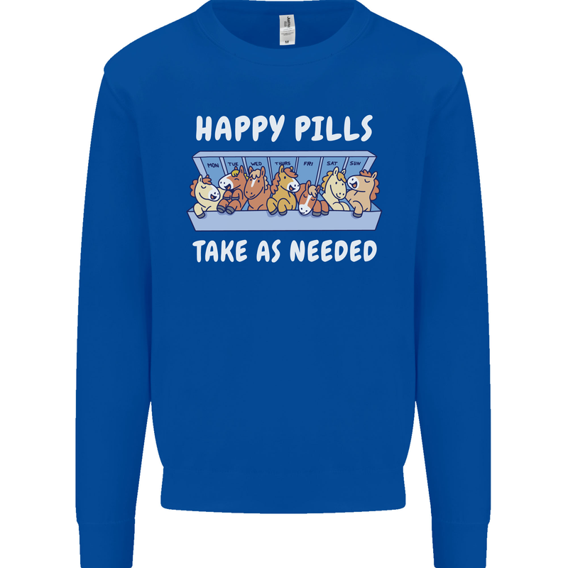 Funny Equestrian Horse Pills Kids Sweatshirt Jumper Royal Blue