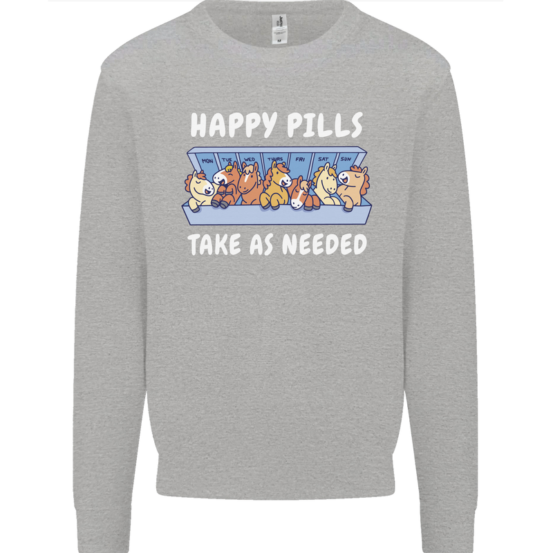 Funny Equestrian Horse Pills Kids Sweatshirt Jumper Sports Grey