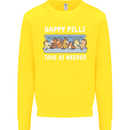 Funny Equestrian Horse Pills Kids Sweatshirt Jumper Yellow