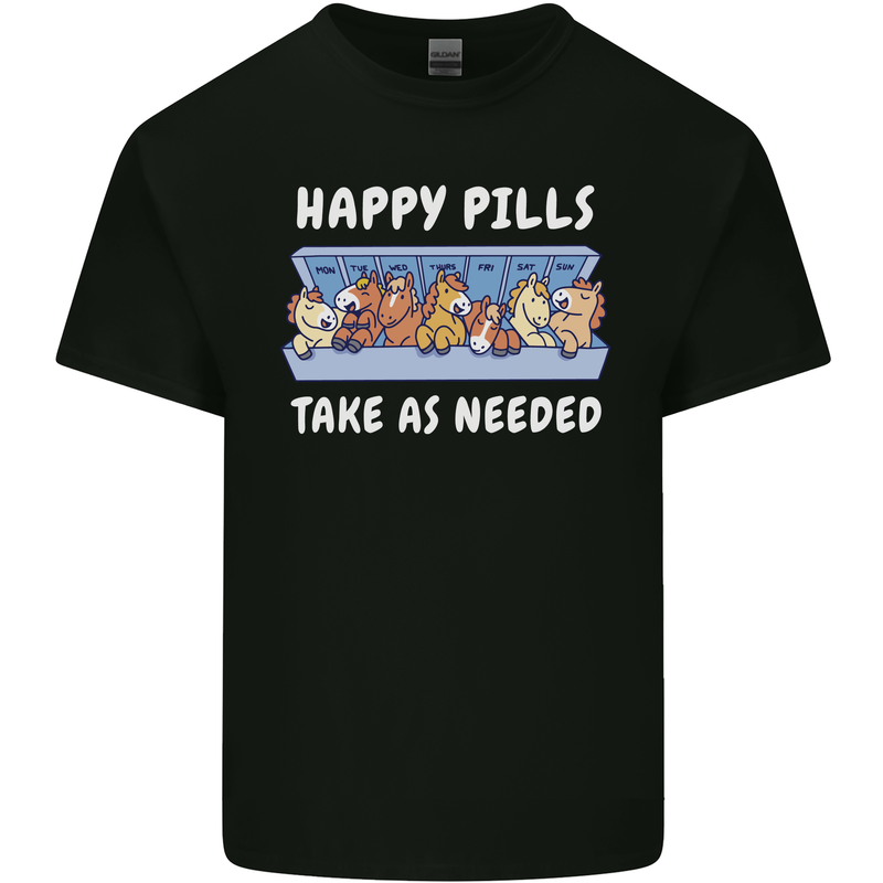 Funny Equestrian Horse Pills Kids T-Shirt Childrens Black