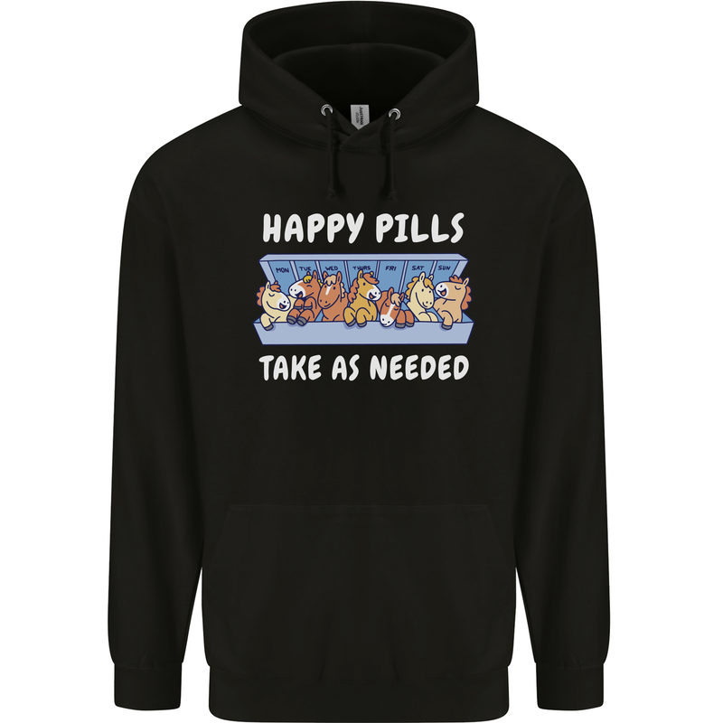 Funny Equestrian Horse Pills Mens 80% Cotton Hoodie Black