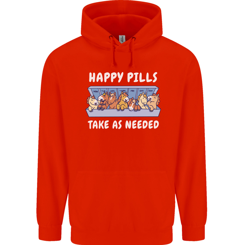Funny Equestrian Horse Pills Mens 80% Cotton Hoodie Bright Red