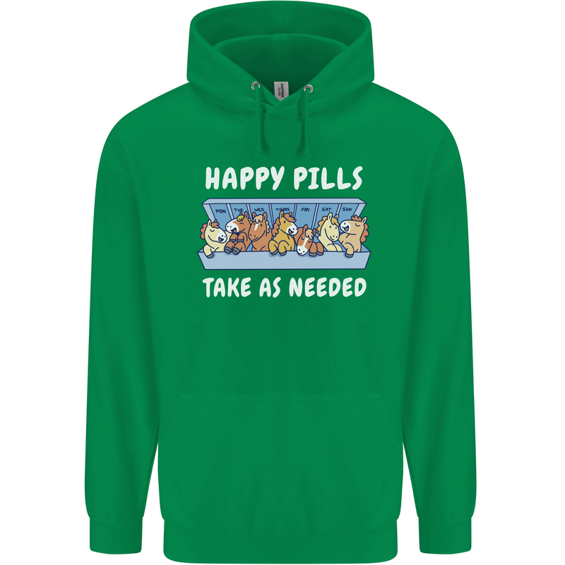 Funny Equestrian Horse Pills Mens 80% Cotton Hoodie Irish Green