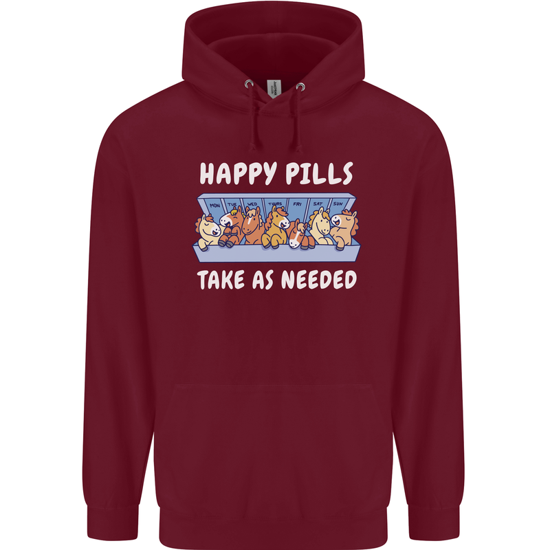 Funny Equestrian Horse Pills Mens 80% Cotton Hoodie Maroon