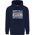 Funny Equestrian Horse Pills Mens 80% Cotton Hoodie Navy Blue